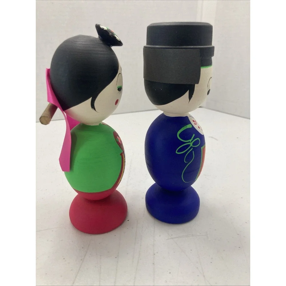 Korean Wooden Kokeshi Dolls Asian Souvenir Folk Wedding‎ 7